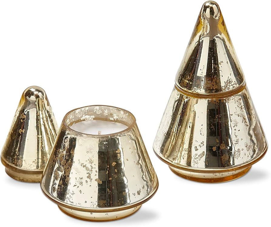 tag Mercury Glass Gold Christmas Tree Scented Soy Wax Blend Candle with Lid, 3.0L x 3.0W X5.0H in... | Amazon (US)