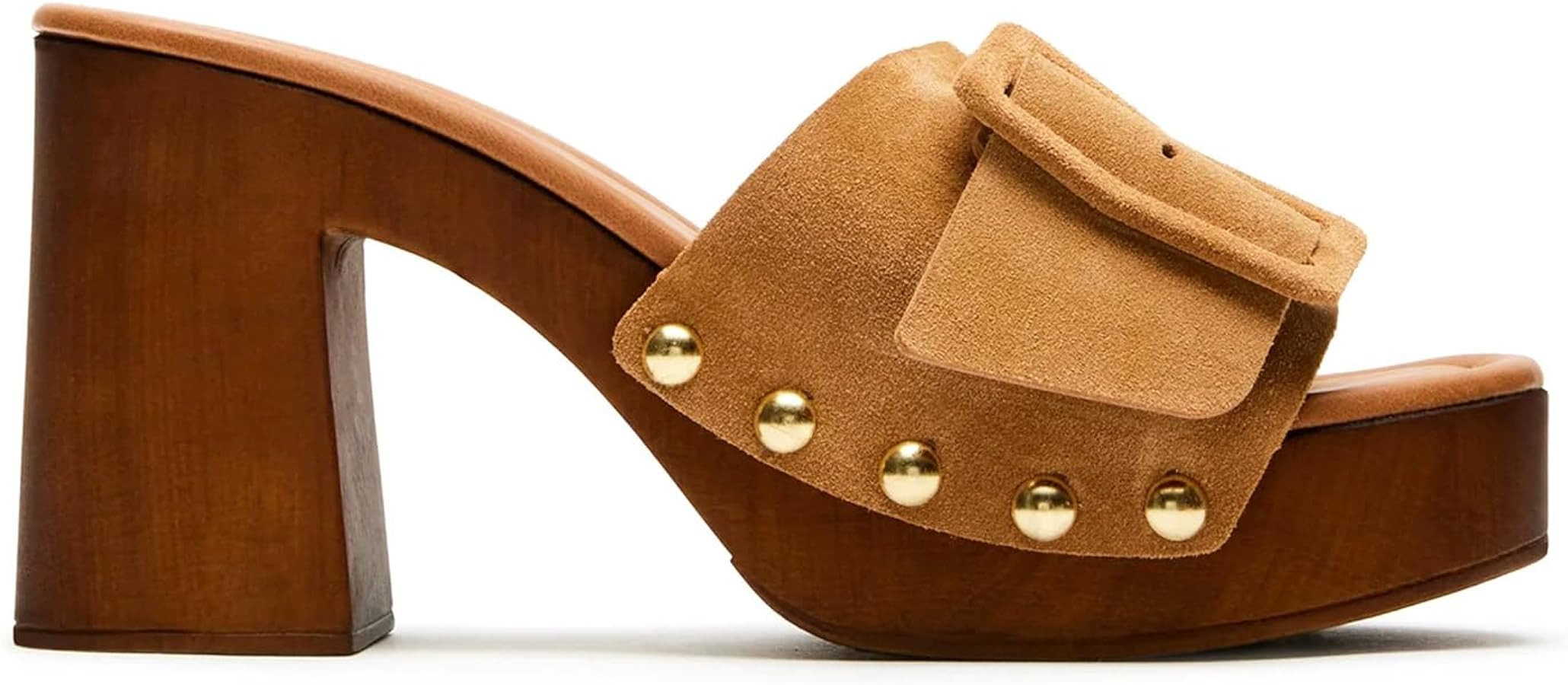 VICKI\u00b7VICKI Women's Platform Chunky Heels Sandals Suede Buckle High Block Heeled Sandals Sex... | Amazon (US)