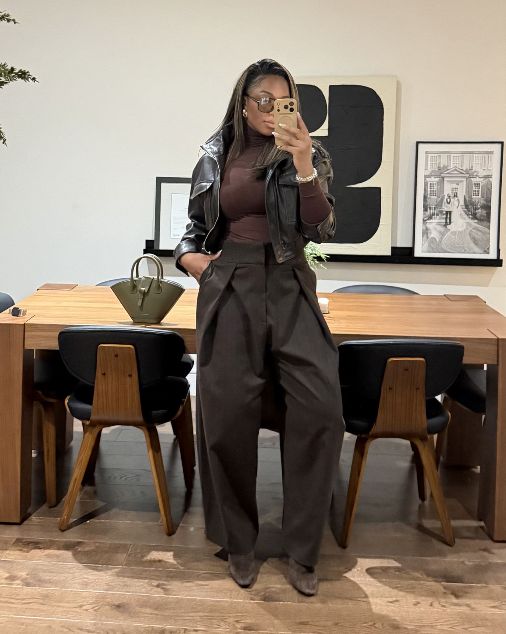 lovinggggg these two looks with this jacket!!!! Medium jacket. Medium top. XL pants and dress 😍😍😍