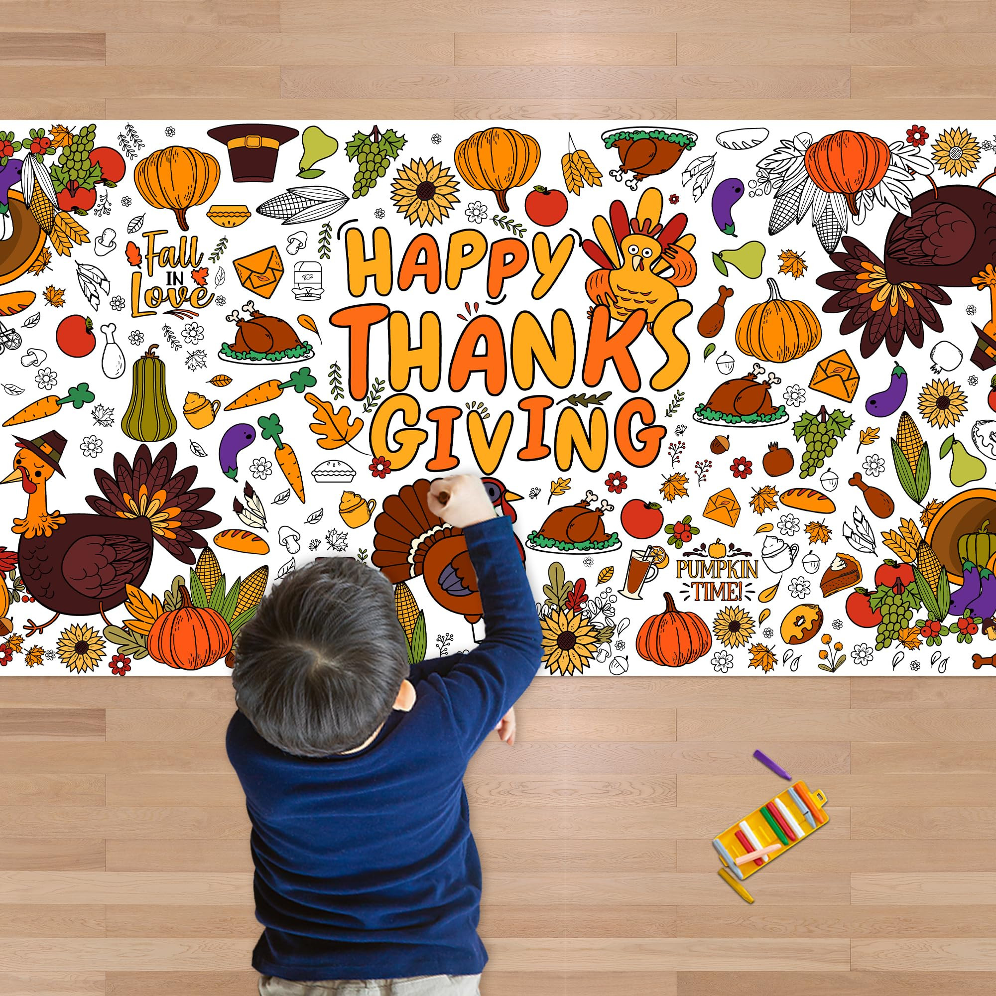 OHOME Thanksgiving Giant Coloring Poster/Tablecloth-Thanksgiving Crafts for Kids-30 x 72 Inches J... | Amazon (US)