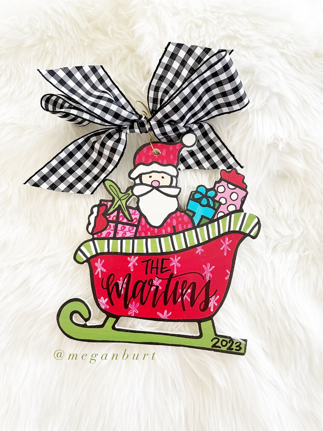 personalized Santa sleigh ornament | Etsy (US)