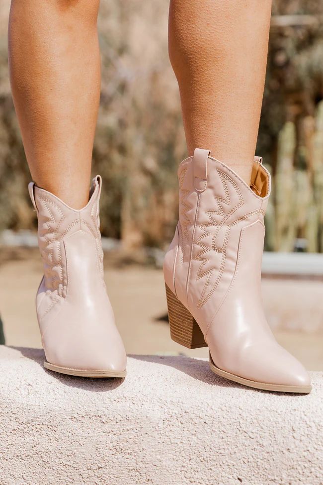 Morgan Nude Ankle Cowboy Boot | Pink Lily