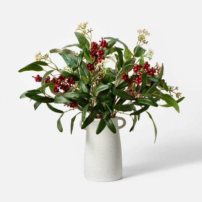 Eucalyptus with Red Berry Holiday Artificial Arrangement - Threshold™ designed with Studio McGe... | Target