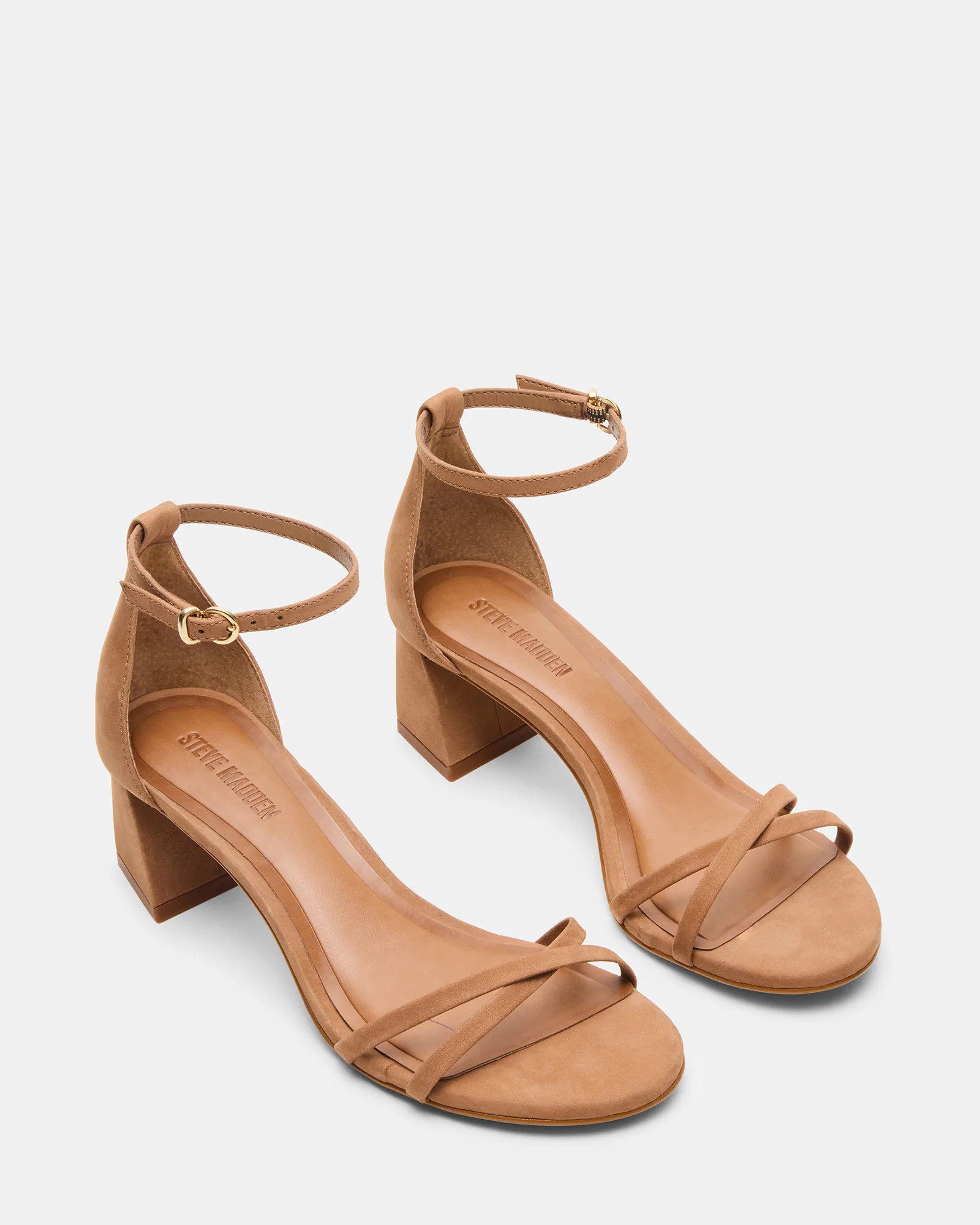 RAE Tan Nubuck Strappy Block Heel Women's Sandal | Steve Madden (US)