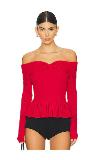Morgan Off Shoulder Peplum Top in Cherry Red | Revolve Clothing (Global)