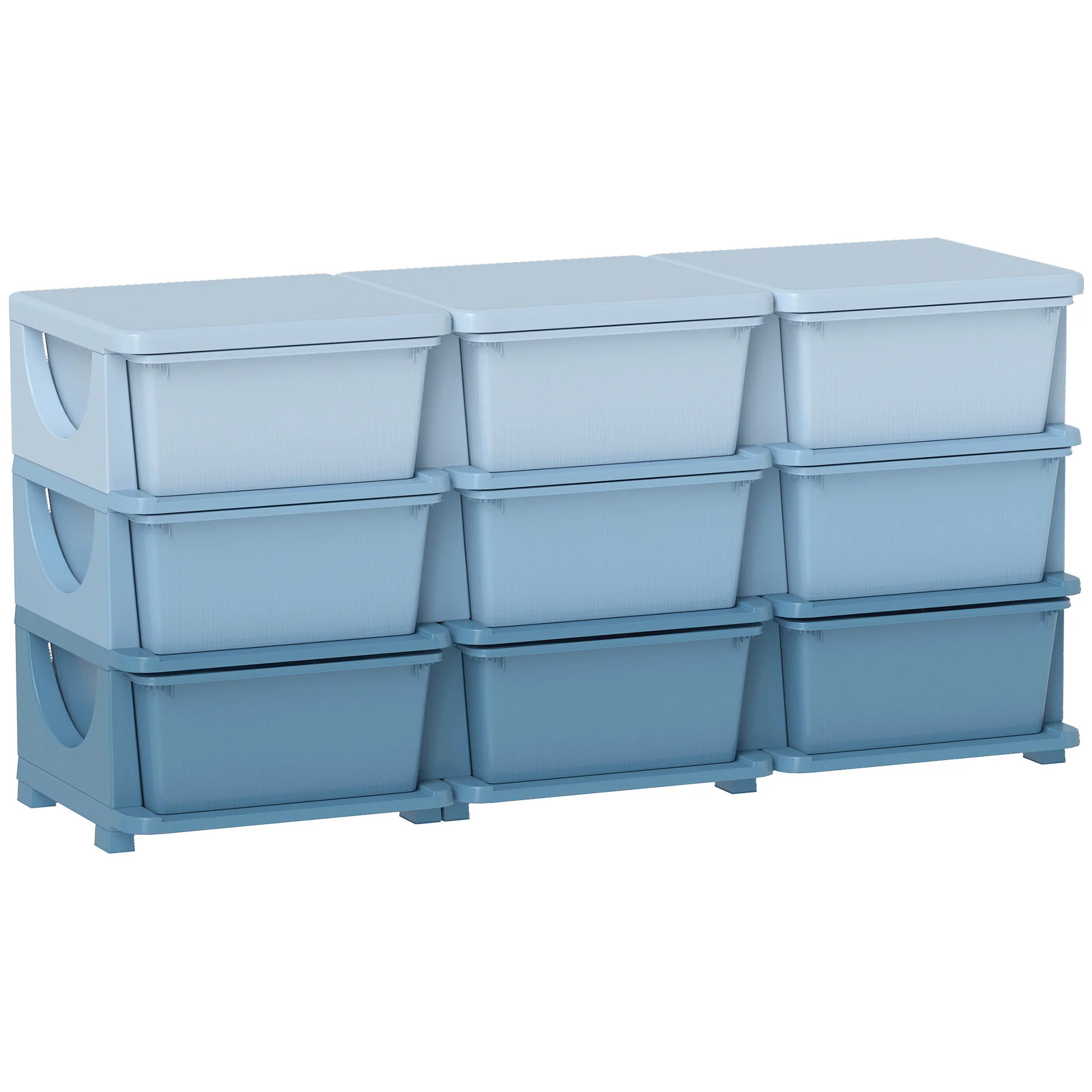 Qaba 3 Tier Kids Storage Unit w 9 Drawers Chest Toy Organizer Plastic Bins for Kids Bedroom Nursery Living Room for Boys Girls Toddlers Blue | Lowe's