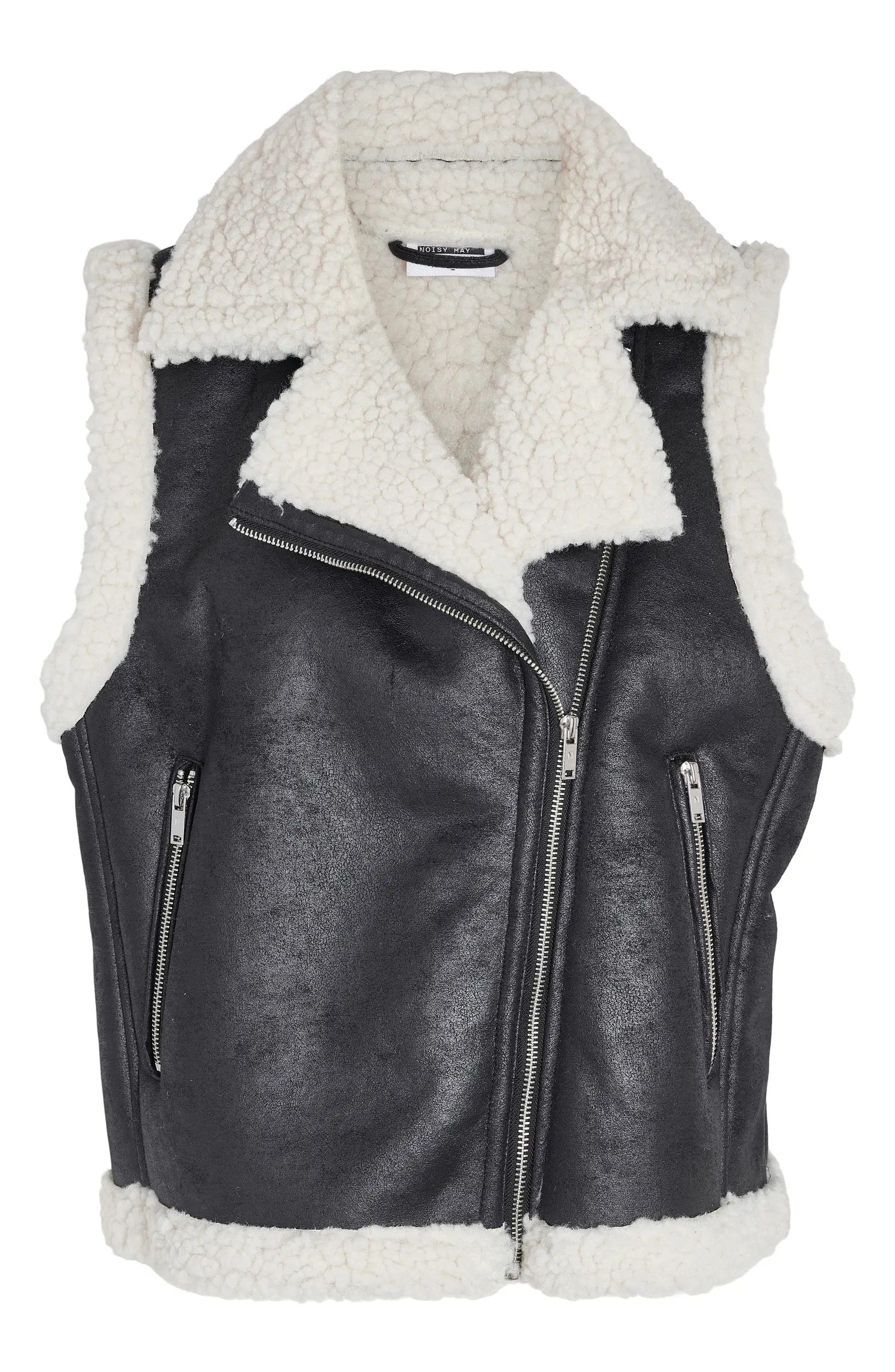 Faux Leather & Faux Shearling Moto Vest | Nordstrom