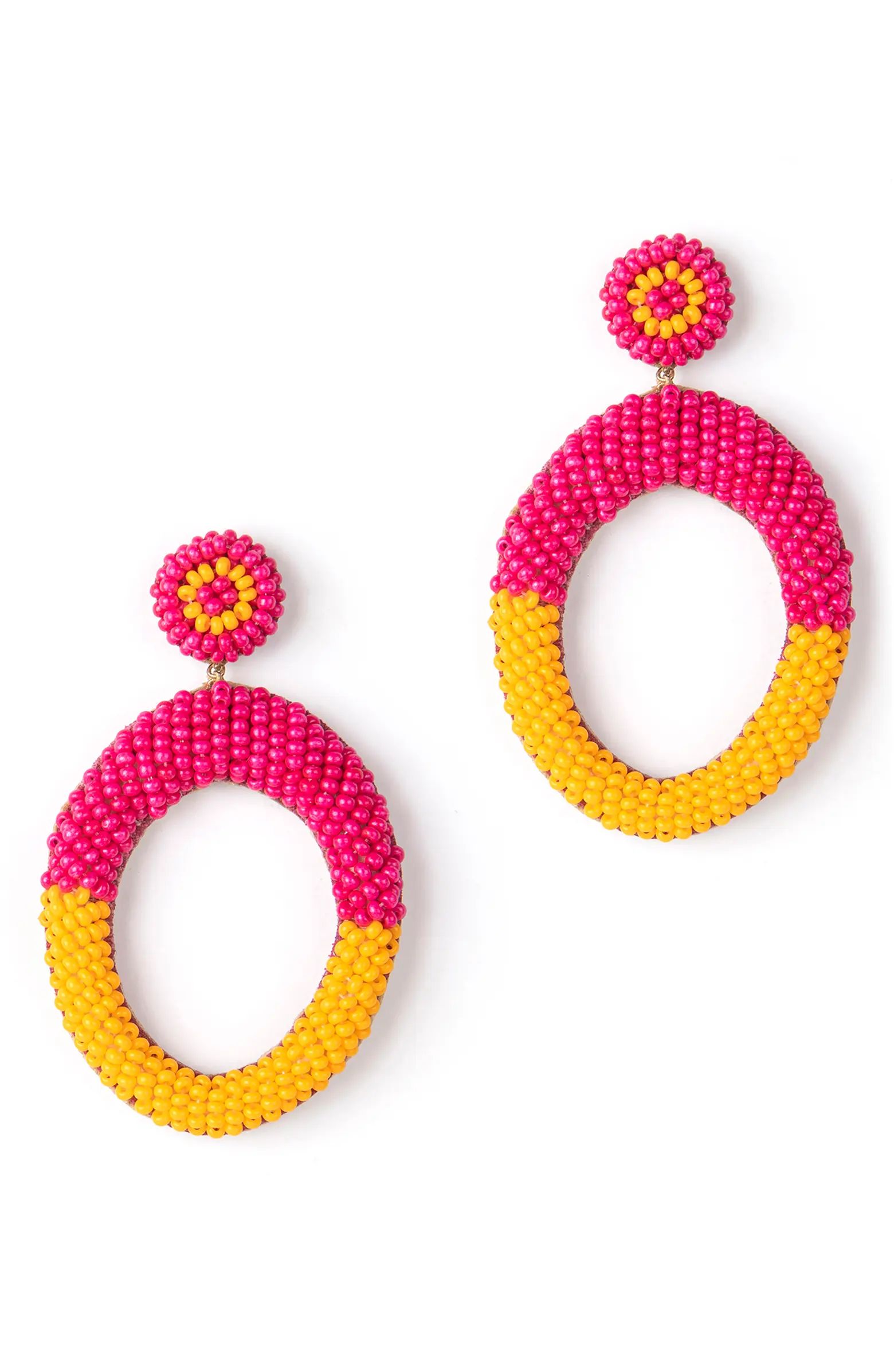 Deepa Gurnani Arlena Beaded Hoop Drop Earrings | Nordstrom | Nordstrom