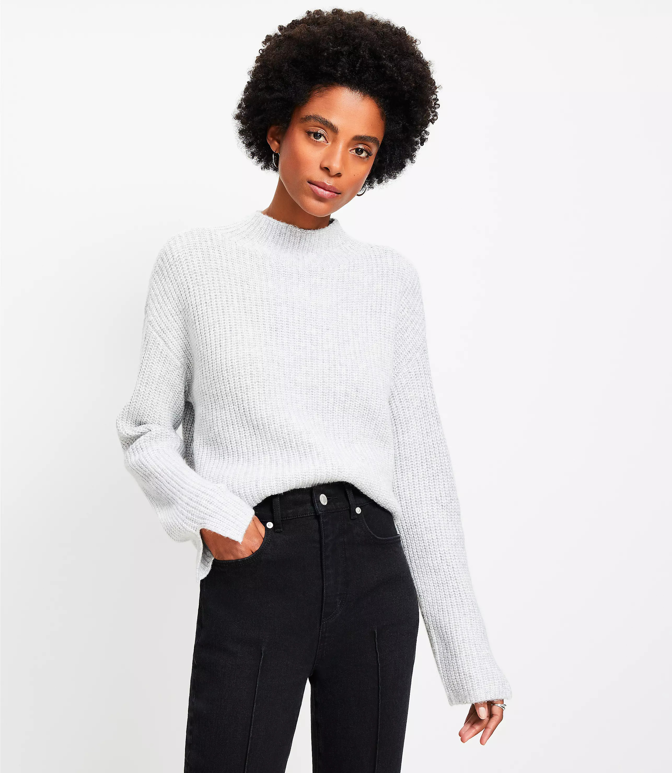 Ribbed Mock Neck Sweater | LOFT