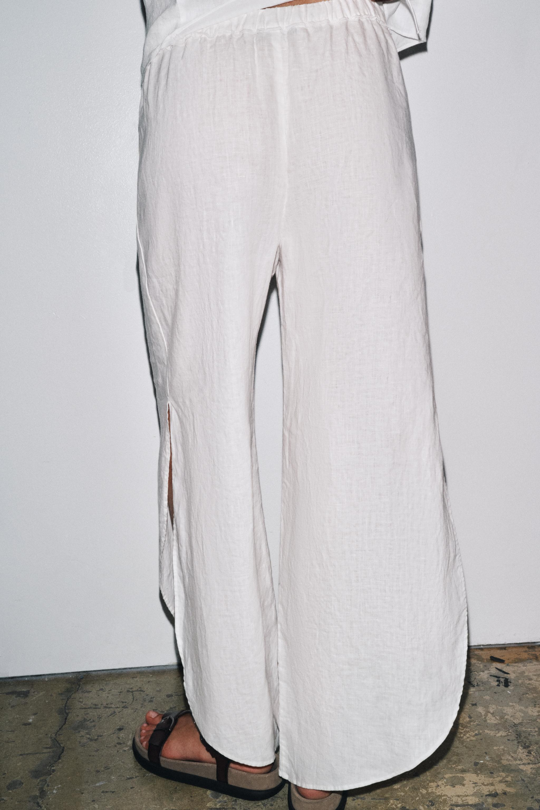 ZW COLLECTION LINEN PANTS WITH VENTS | Zara US