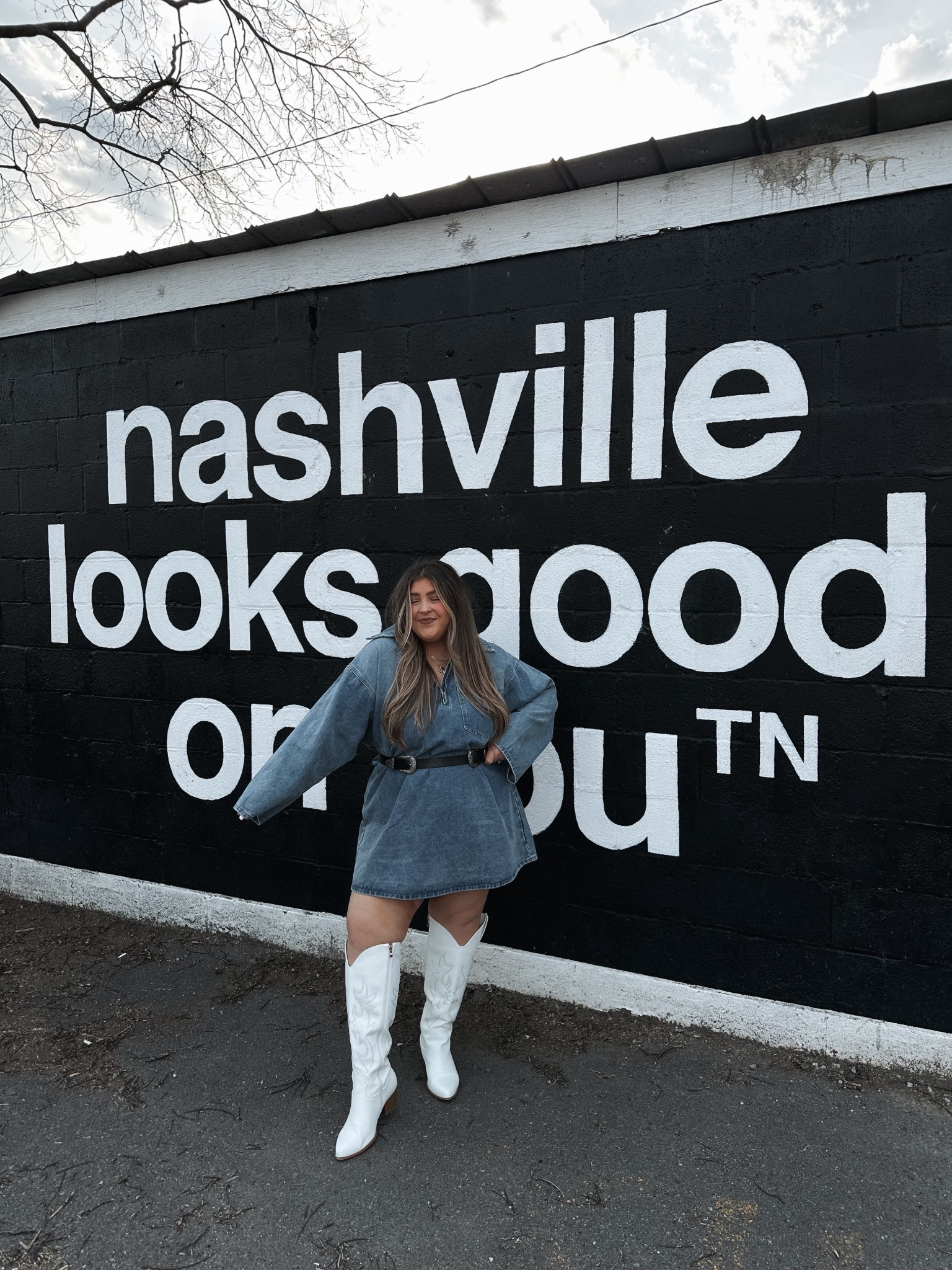 exact dress is from TT shop (linked similar) 🫶🏼 found my exact boots in stock!!

western outfit
midsize outfit
wide calf boots 
nashville outfit 
spring style 

#LTKMidsize #LTKootd