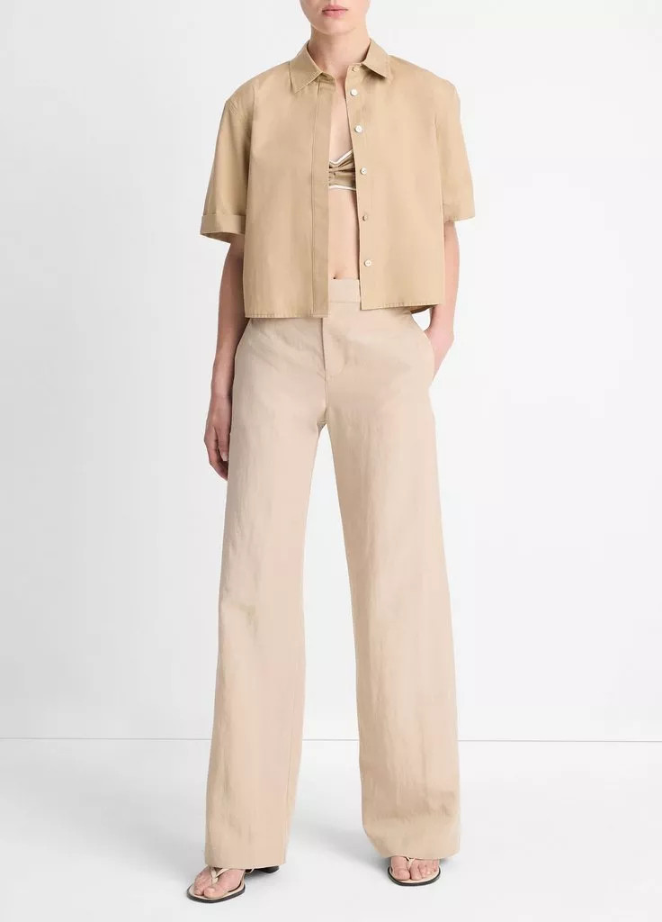 Mid-Rise Textured Wide-Leg Trouser | Vince LLC
