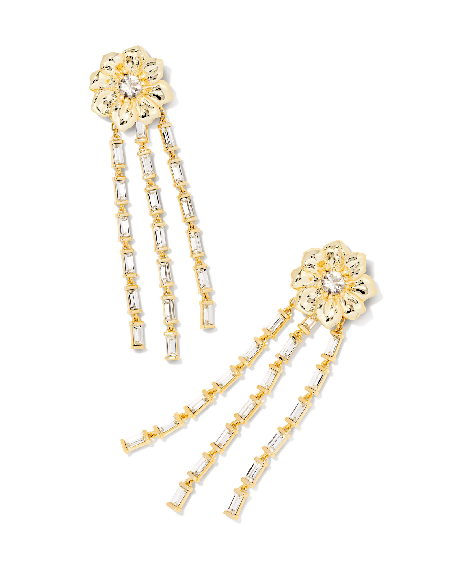 Cameron Gold Convertible Statement Earrings in White Crystal | Kendra Scott