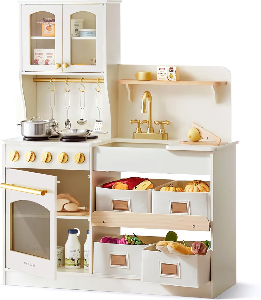 Tiny Land Play Kitchen for Kids, Wooden Toy Kitchen Set with Storage & Accessories, Toddler Kitch... | Amazon (US)