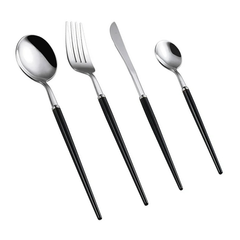 Silverware Set with Solid color handle, 4-Piece Stainless Steel Flatware Set, Kitchen Utensil Set... | Walmart (US)