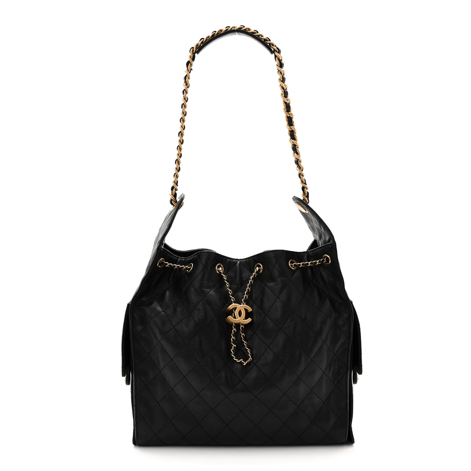 Caviar Quilted Medium Chanel 25 Handbag Black | FASHIONPHILE (US)