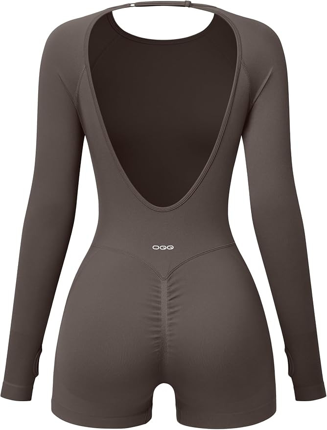 OQQ Women's Backless Romper Butt Lifting Long Sleeve Workout Gym One Piece | Amazon (US)