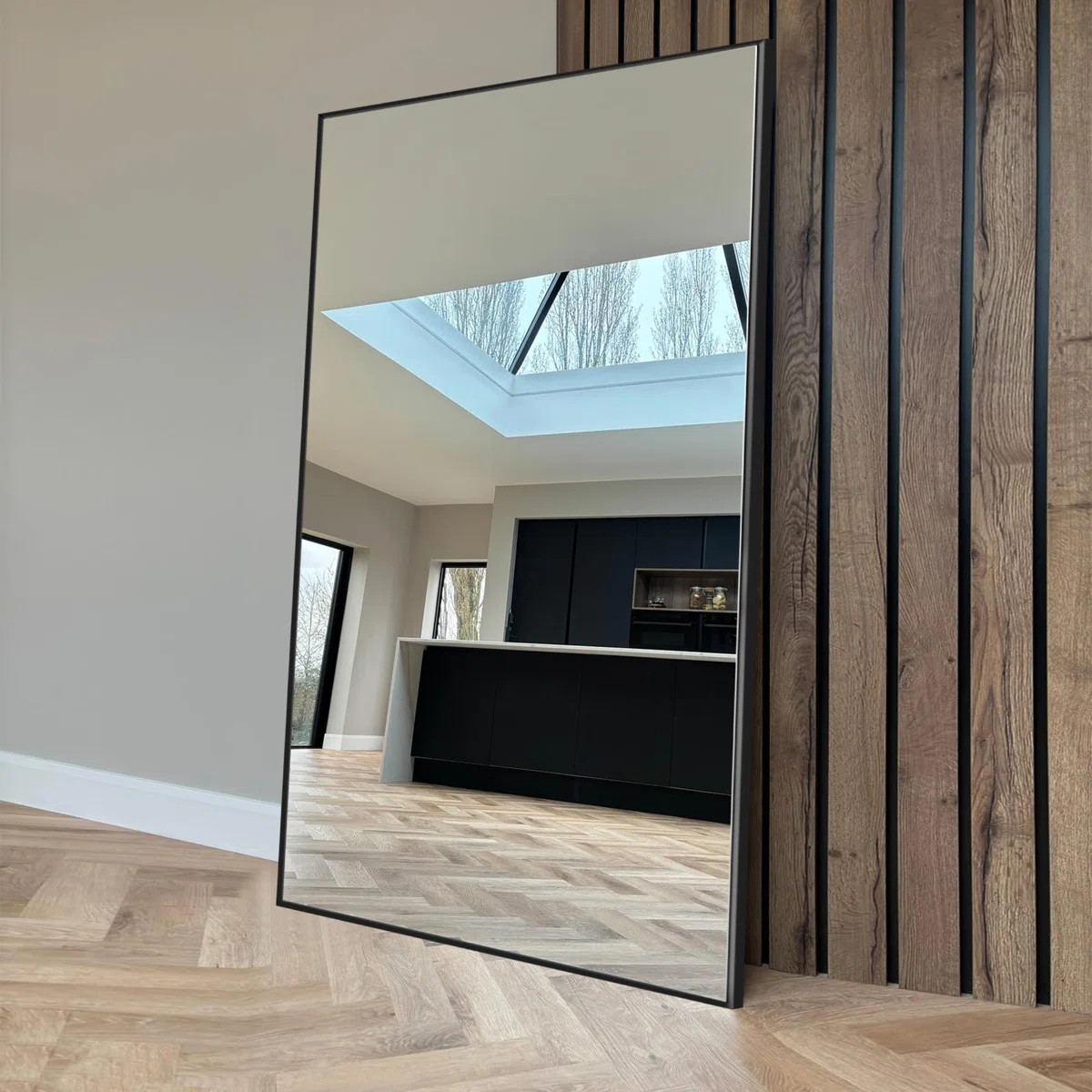 Mercer41 Vertell Oversize Rectangle Full Length Mirror Metal Mirror for GYM/ Bedroom with Stand &... | Wayfair North America