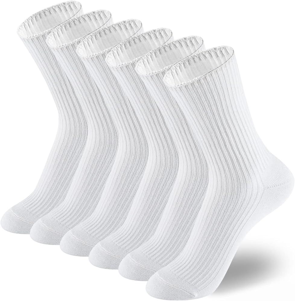 ACCFOD Womens Cute Crew Socks Casual Athletic Aesthetic Socks Neutral Cotton Socks for Women Gran... | Amazon (US)