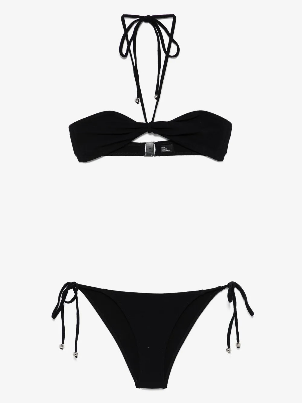 Lisa Marie Fernandez crepe bandeau string bikini - Black | Farfetch Global