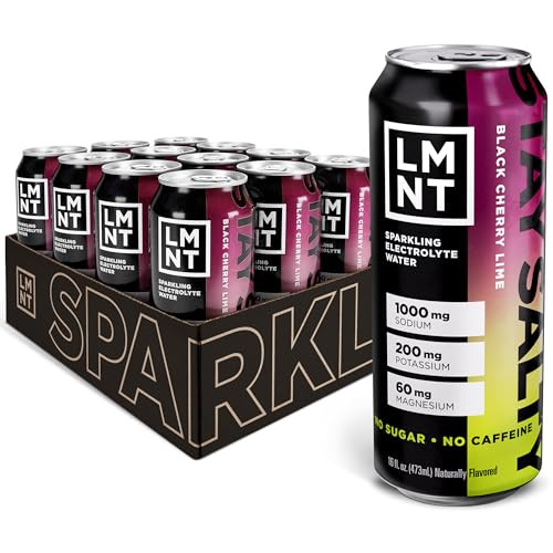 LMNT Sparkling Electrolyte Drink - Black Cherry Lime | 12-Count | Amazon (US)