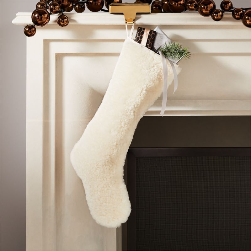 Shorn Ivory Sheepskin Christmas Stocking + Reviews | CB2 | CB2