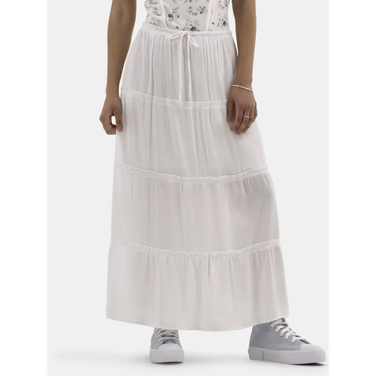 No Boundaries Tiered Maxi Skirt, Women's and Women's Plus | Walmart (US)