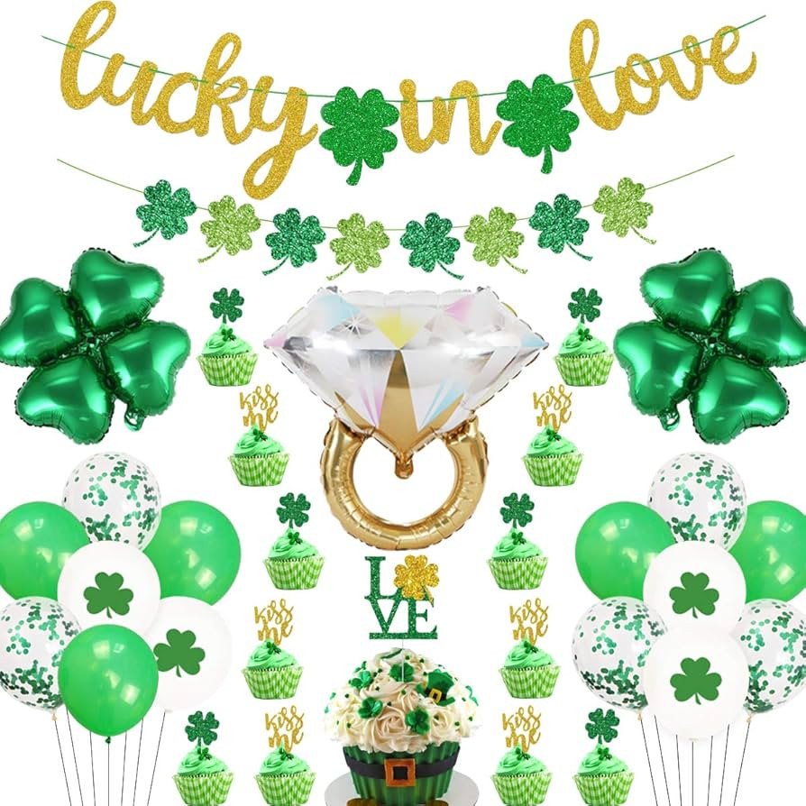 St. Patrick's Day Lucky in Love Decorations Set - Lucky in Love Banner, Love Shamrock Cake Topper... | Amazon (US)