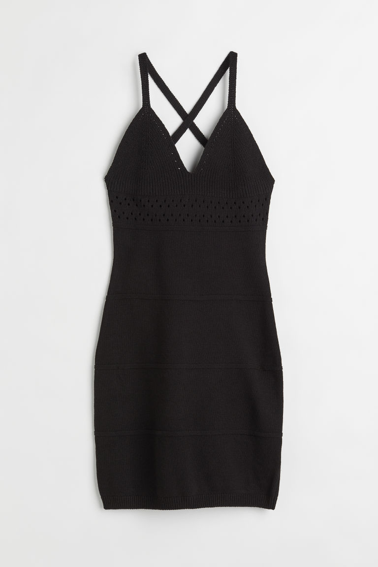 H & M - Knitted cotton dress - Black | H&M (UK, MY, IN, SG, PH, TW, HK)