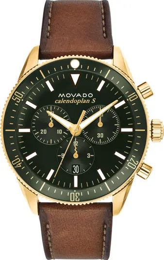 Heritage Chrono Leather Strap Watch, 42mm | Nordstrom