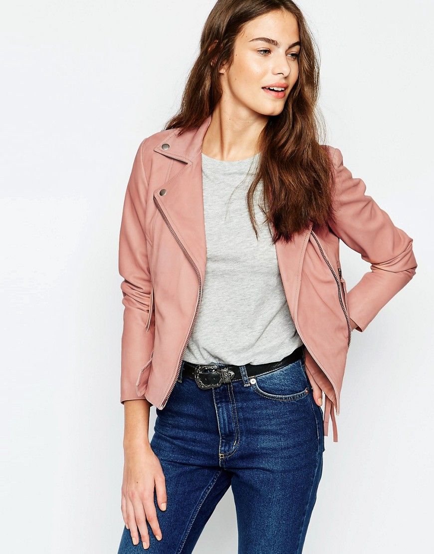 Muubaa Holmedale Pink Classic Biker Jacket - Pink | ASOS US