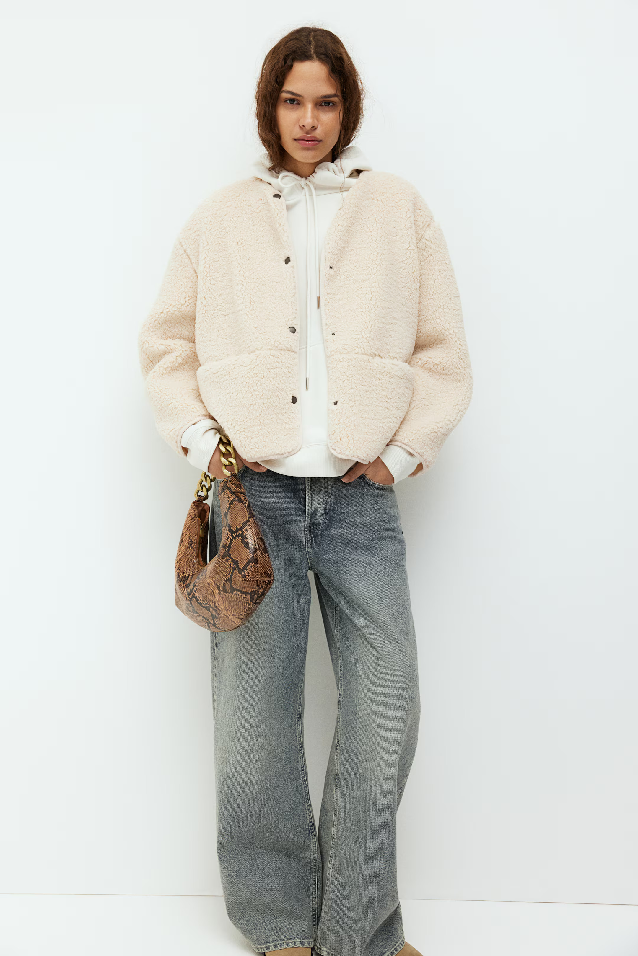 Teddy jacket - Light beige - Ladies | H&M GB | H&M (UK, MY, IN, SG, PH, TW, HK)