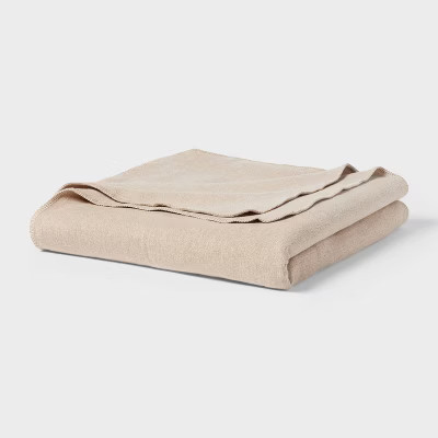 Twin/Twin XL Brushed Cotton Blanket Solid Khaki - Threshold™ | Target