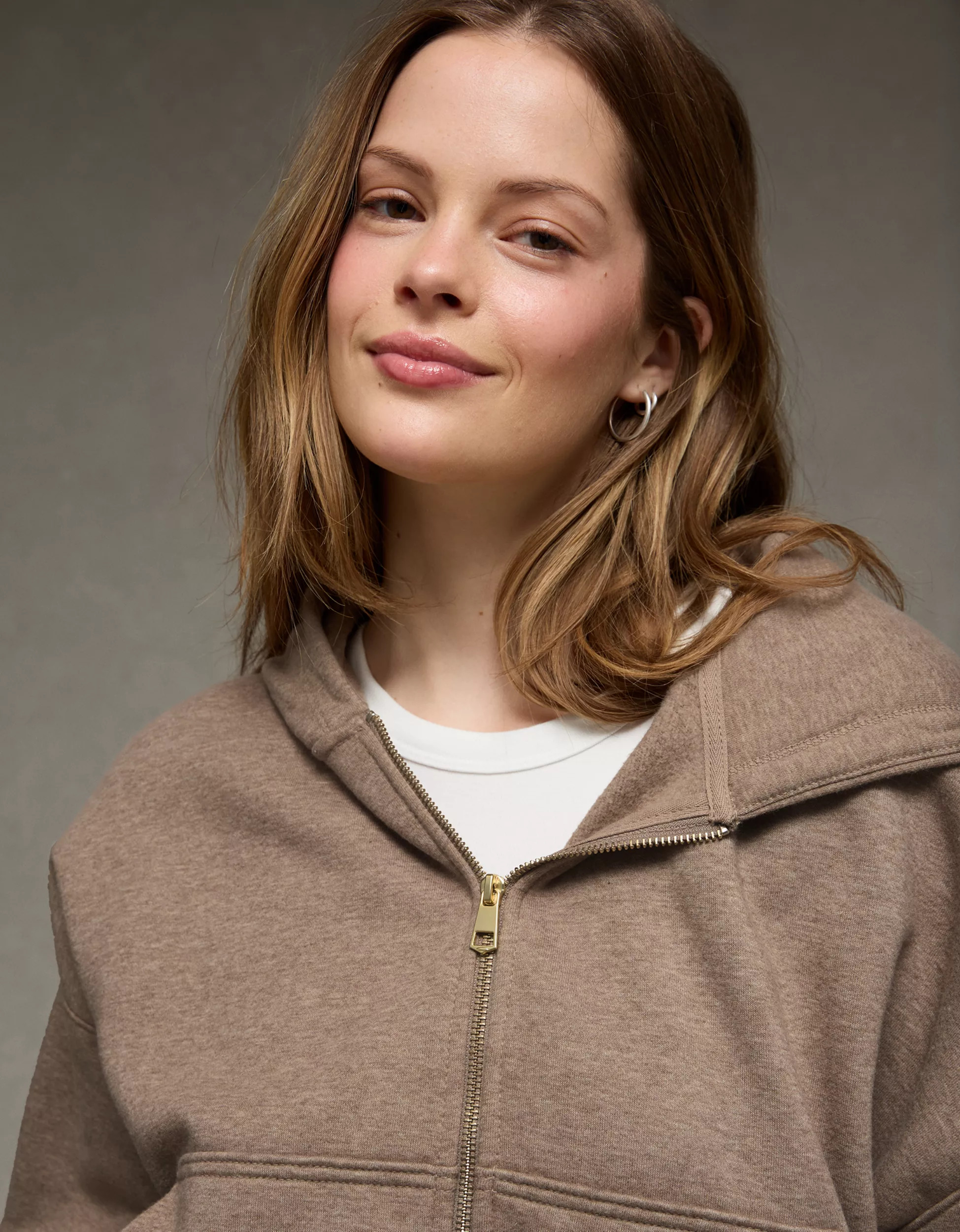 AE Full-Zip Balloon Sleeve Hoodie | American Eagle Outfitters (US & CA)