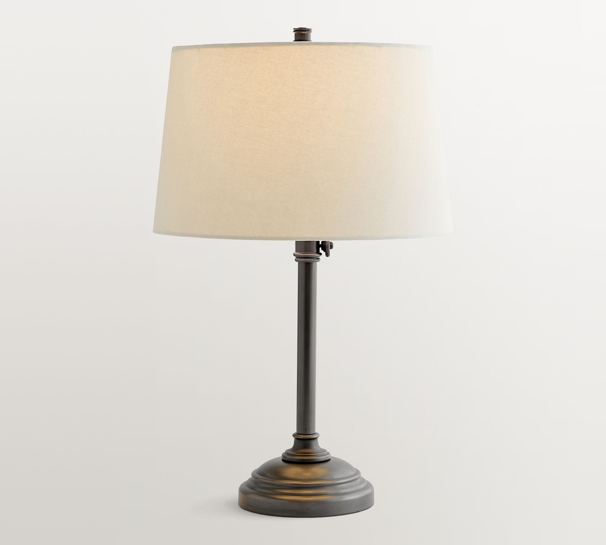 Chelsea Metal Adjustable 25"" USB Lamp, Brass with Medium Tapered Gallery Shade, Sand | Pottery Barn (US)