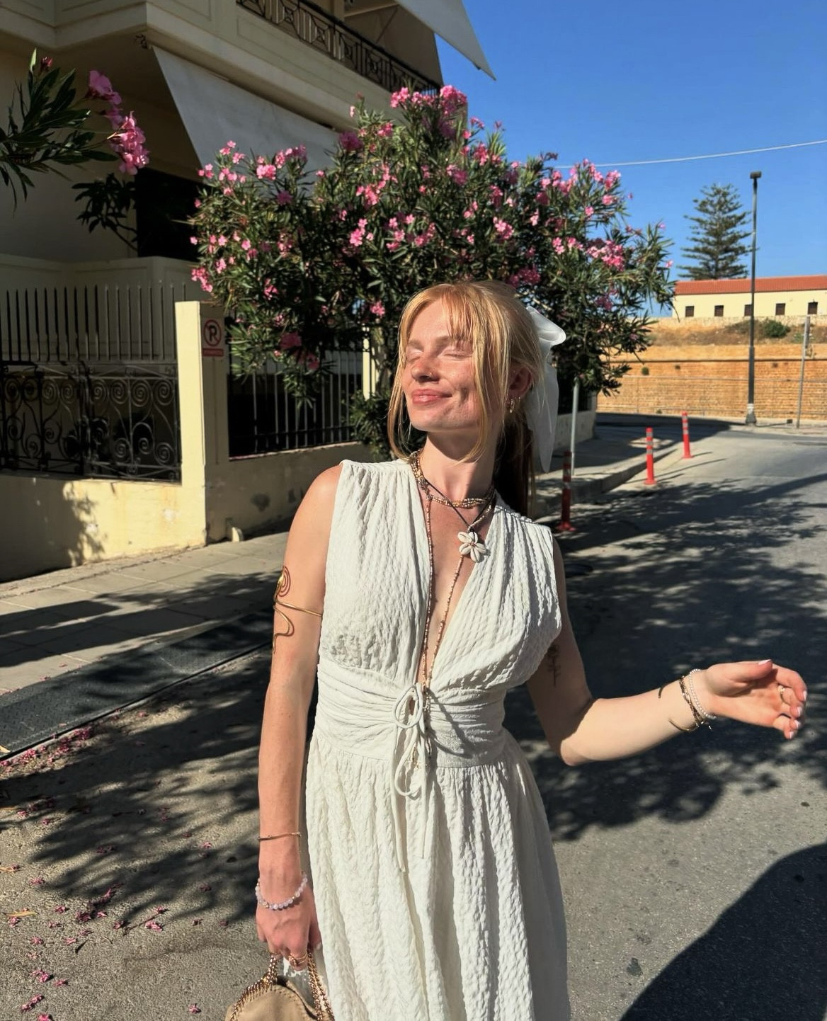 Nothing cuter than a bow 🎀 Abercrombie & Fitch dress (linked similar), Free People Summer Dive Necklace

#LTKtravel #LTKsummer #LTKuk