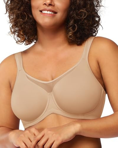 HSIA Minimizer Bras for Women Plus Size, Full Coverage Coolcomfort T Shirt Unlined Bra with Underwire for Heavy Breast, Ivory Beige 36C | Amazon (US)