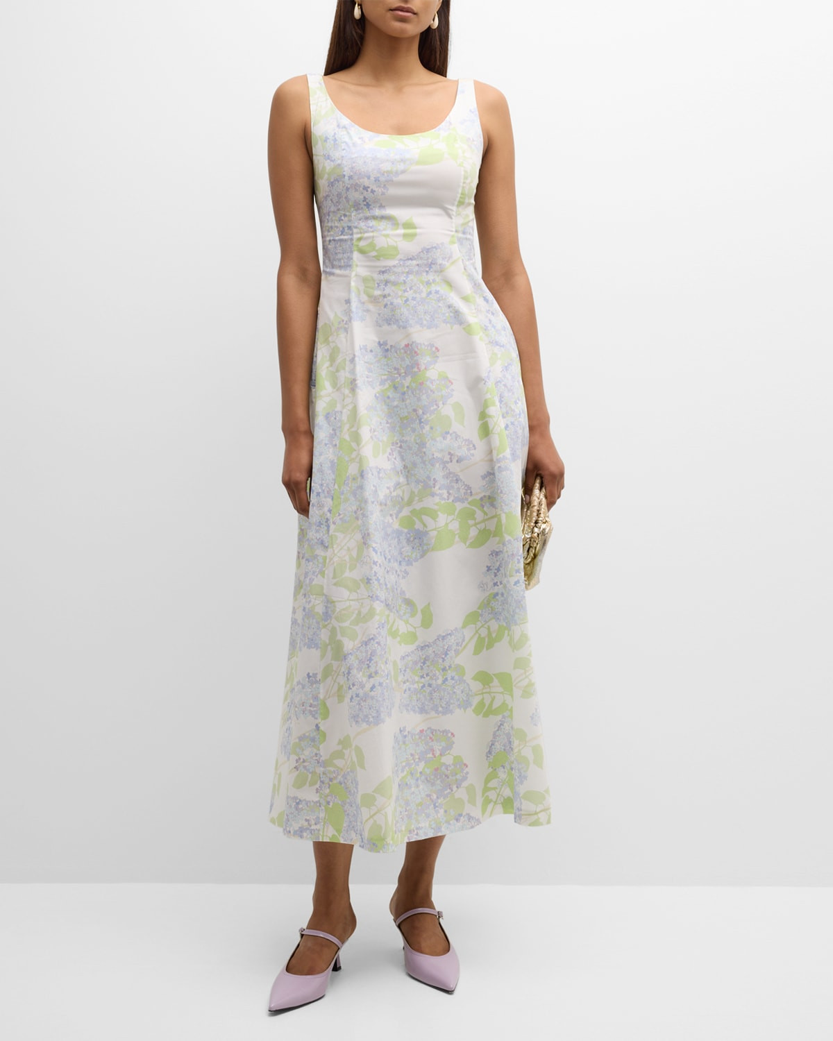Maudette Floral-Print Sleeveless Midi Dress | Neiman Marcus