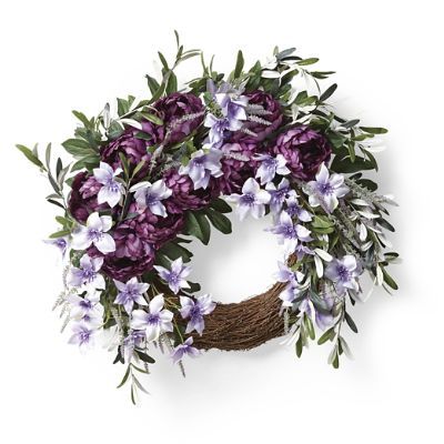 Clematis Peony and Lavender Wreath | Frontgate