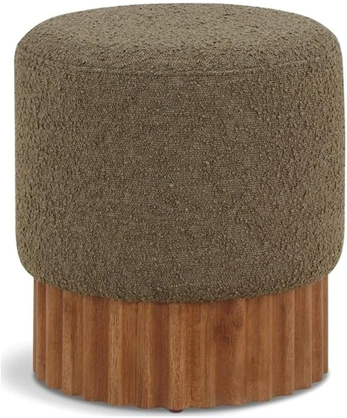 MAKLAINE Mid-Century Boucle Fabric Ottoman, 17 in H x 16 in W x 16 in D, Olive Green Upholstery, ... | Amazon (US)