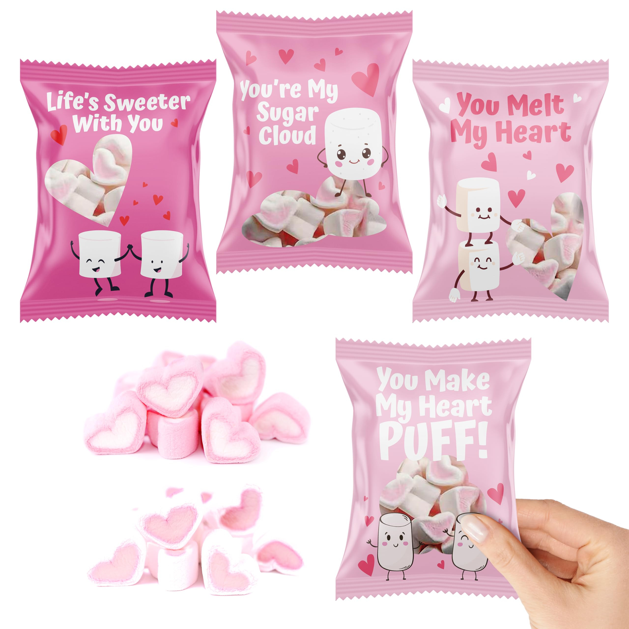 4E's Novelty Heart Marshmallows (24 Packs) Pink & White Valentine Marshmallows Mini Individually ... | Amazon (US)