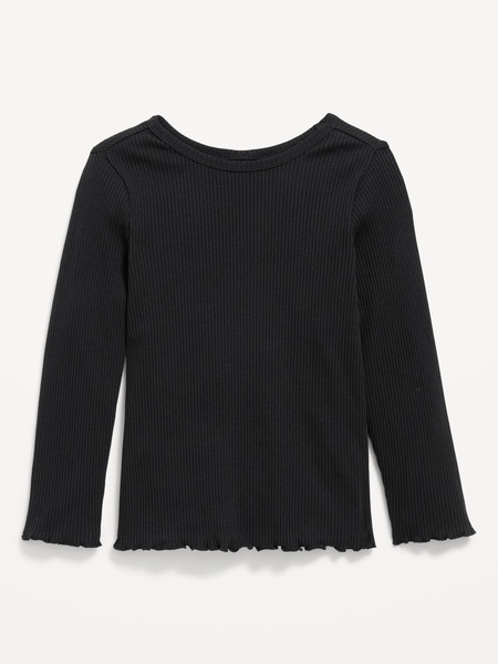 Long-Sleeve Lettuce-Edge Ribbed T-Shirt for Toddler Girls | Old Navy (US)