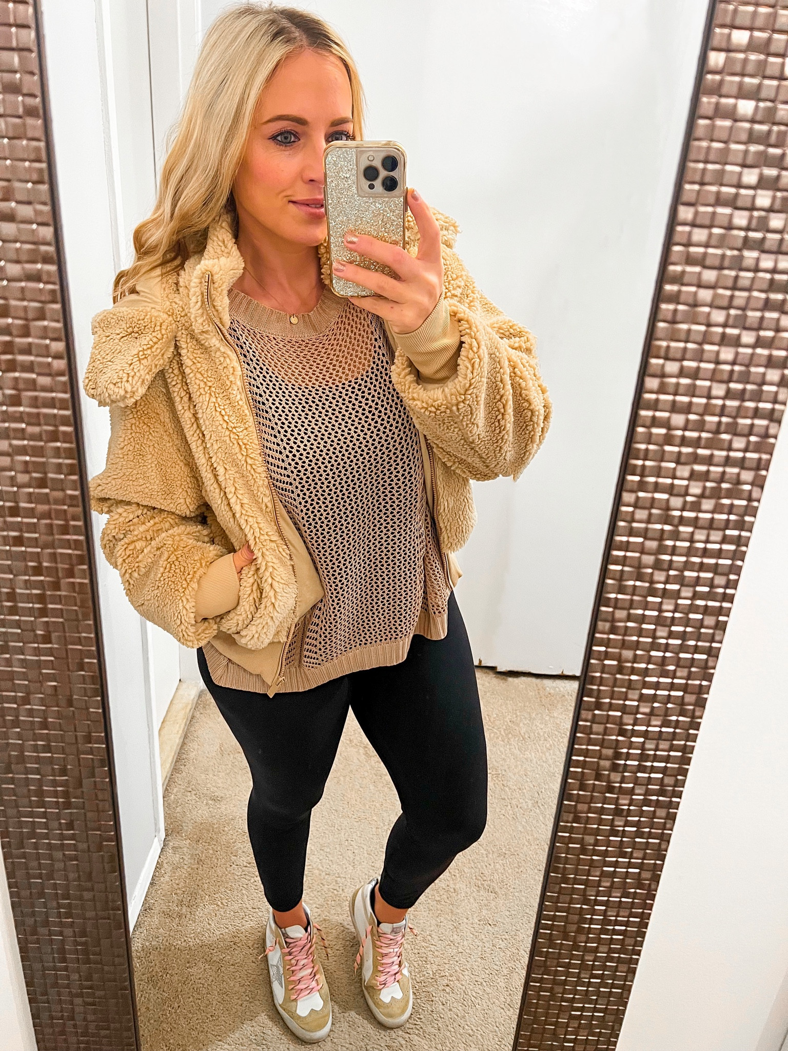 Alo Sherpa jacket. Casual outfit. Golden goose. Lululemon leggings 

#LTKshoecrush #LTKunder100 #LTKsalealert