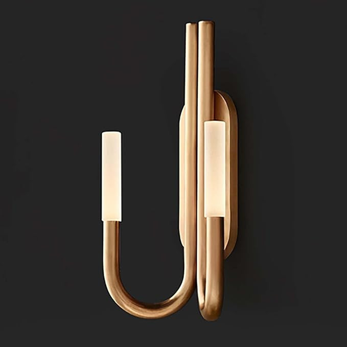eauso Double Ended Paper Clip Shape Wall Sconce Postmodern Lighting Copper Wall Light Fixture LED... | Amazon (US)