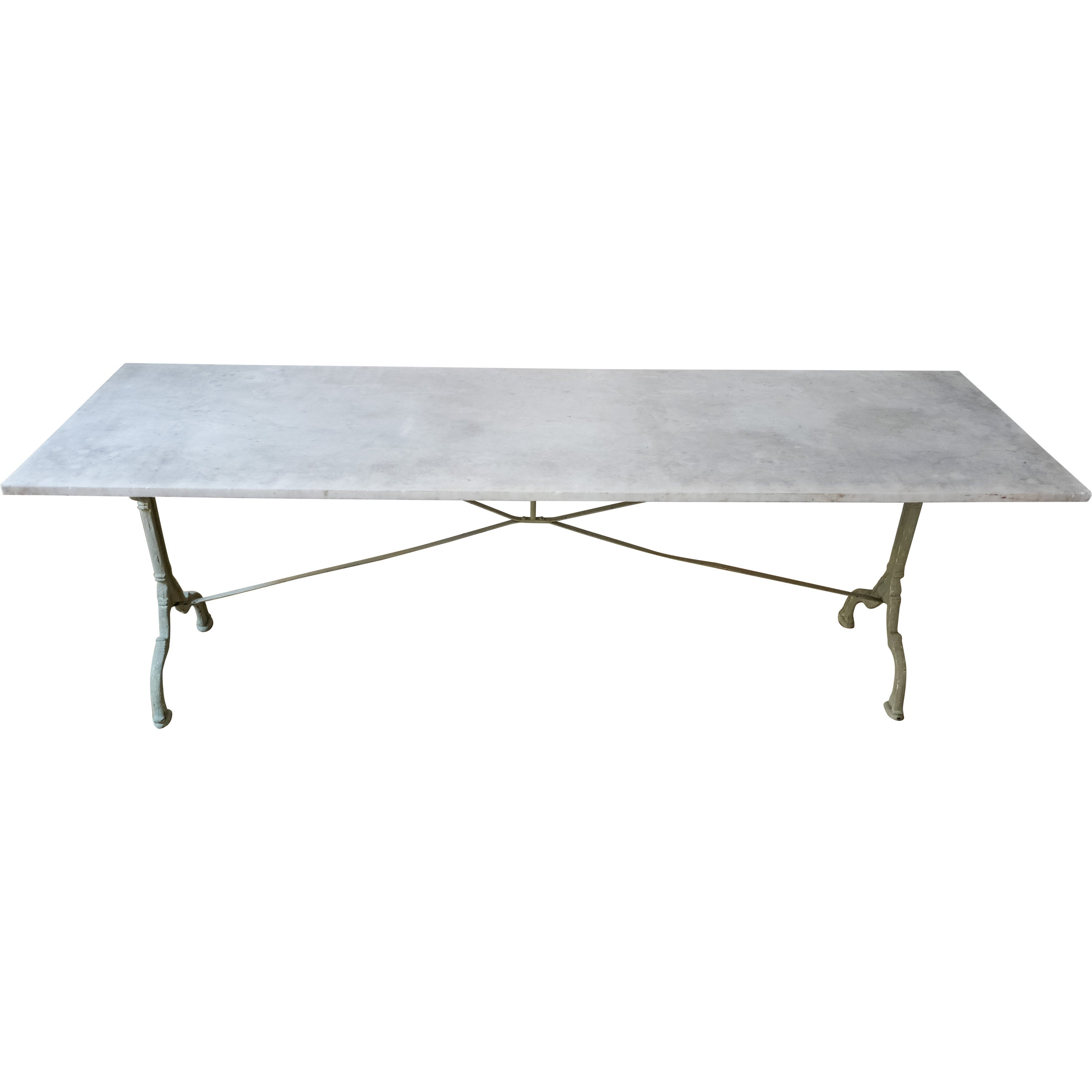 19th Century French Garden Dining Table – Green/Grey Cast Iron Base & Marble Top | 1stDibs