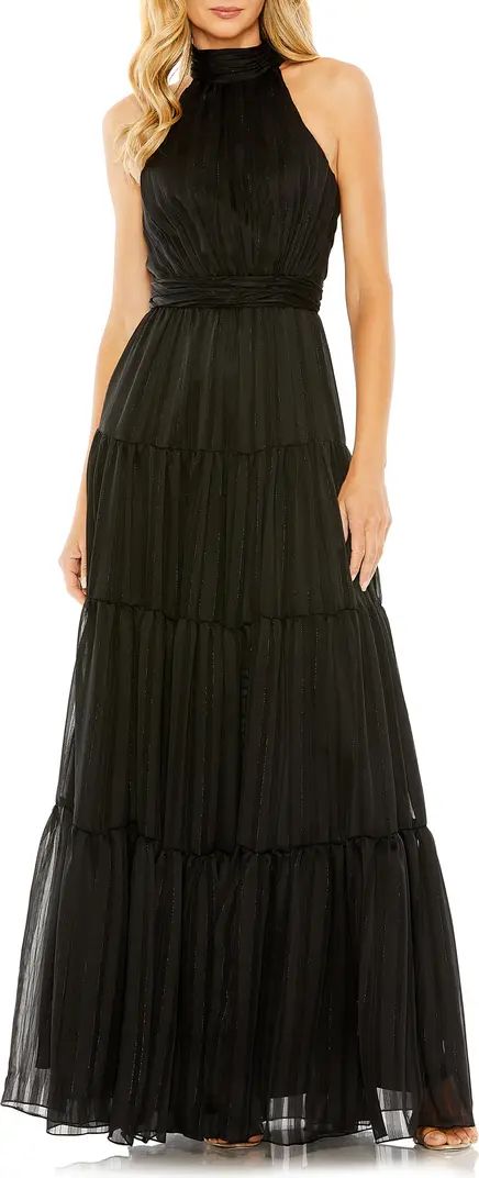 Bow Back Tiered A-Line Gown | Nordstrom