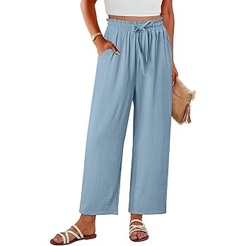 CRAZY GRID Womens Flowy Palazzo Pants High Waisted Wide Leg Trendy Summer Beach Casual Trousers w... | Amazon (US)