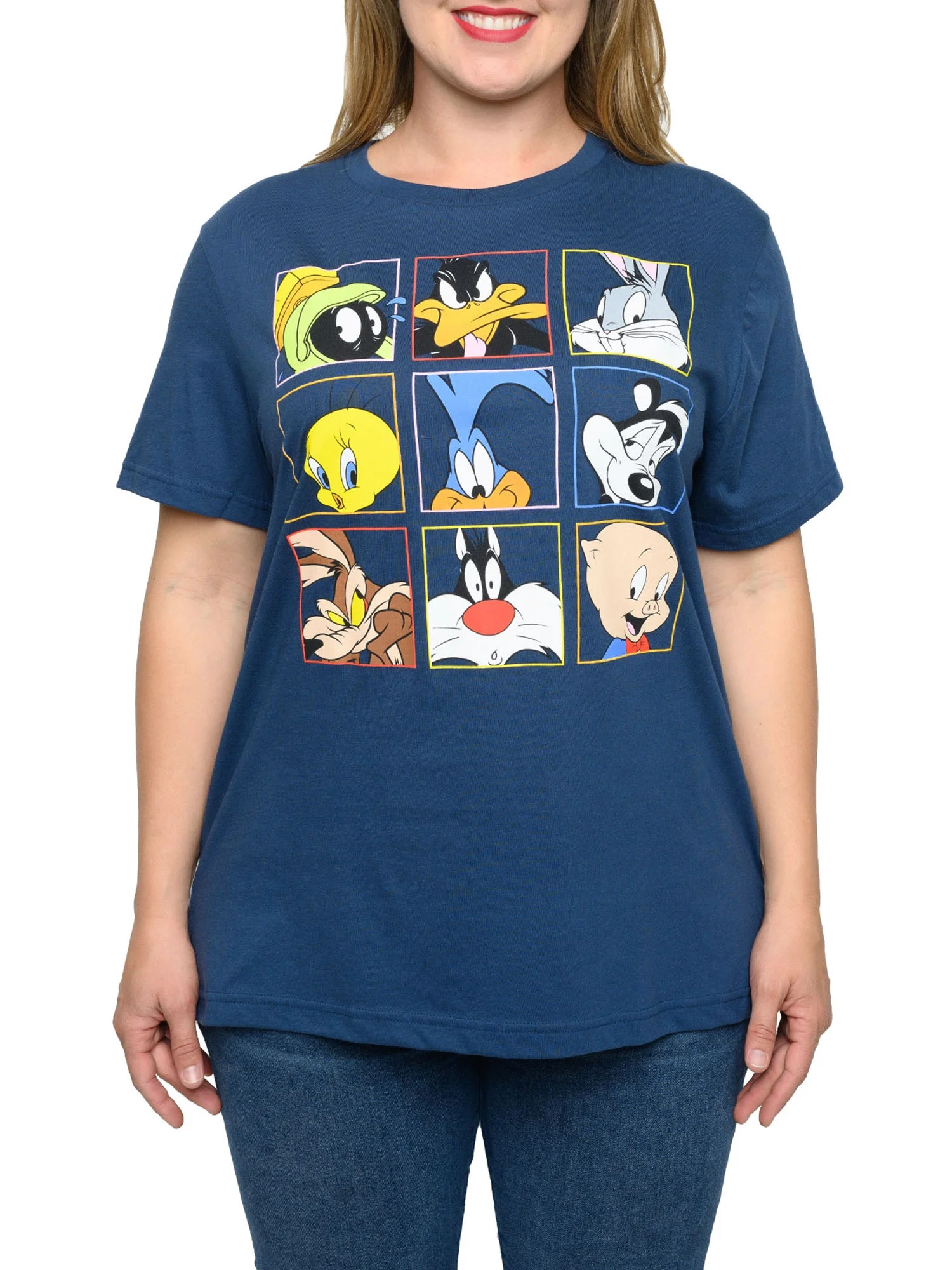 Women's Looney Tunes T-Shirt Plus Size Bugs Bunny Blue Daffy Sylvester Tweety | Walmart (US)