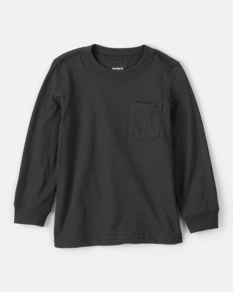 Toddler Boy Long-Sleeve Pocket Tee - Black | Carter's Inc