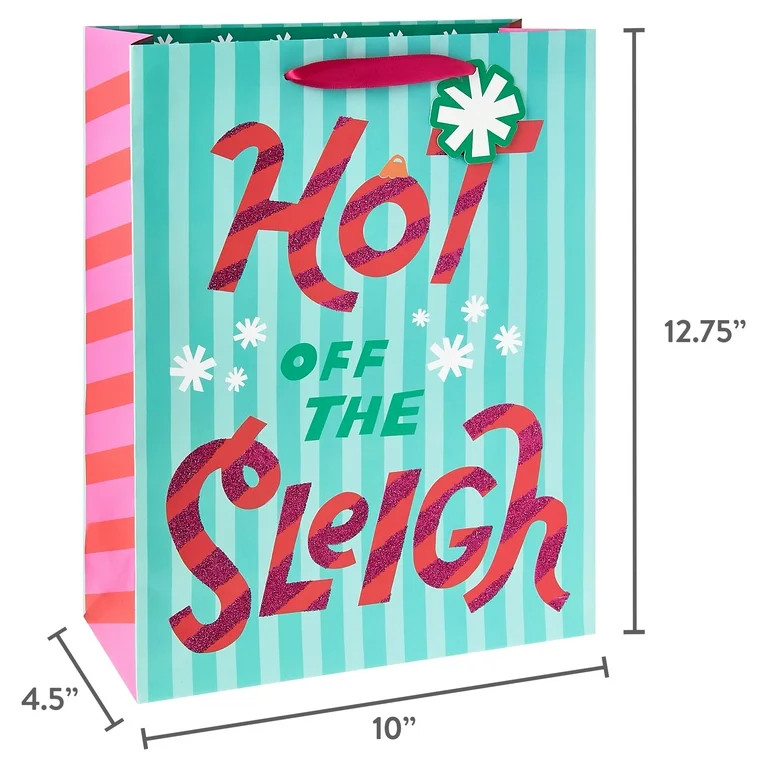Large Sassy Santa Multicolor Hot off the Sleigh Christmas Paper Gift Bag, 10" x 13.25", by Holida... | Walmart (US)